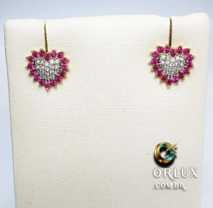 Brincos em Ouro 18k 2.6 Gramas Zircônias