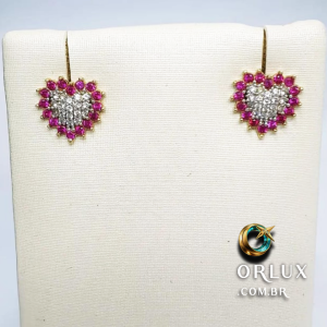 Brincos em Ouro 18k 2.6 Gramas Zircônias