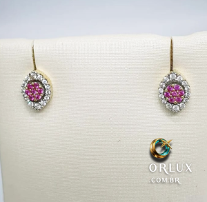 Brincos Ouro 18k 2.7 Gramas Zircônias
