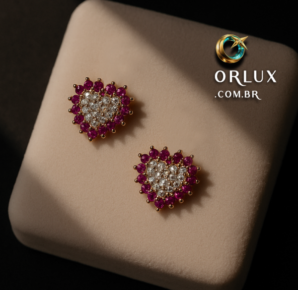 Brincos em Ouro 18k 2.6 Gramas Zircônias - Imagem 2