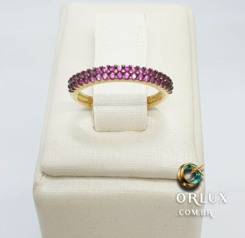 Anel Ouro 18k Zircônias Purple