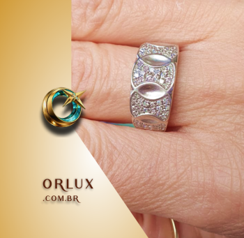 LES CERCLES Anel Ouro Branco 18k